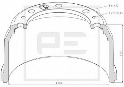 PE AUTOMOTIVE 03641800a -  Тормозной барабан